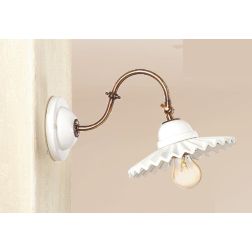 2202.1 APPLIQUE IN TERRACOTTA BIANCA CON PIATTO PLISSE D21 CM DOTATO DI SNODO MADE IN ITALY CRISTALENSI CERAMICA - Cristalensi S