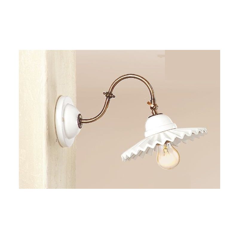 2202.1 APPLIQUE IN TERRACOTTA BIANCA CON PIATTO PLISSE D21 CM DOTATO DI SNODO MADE IN ITALY CRISTALENSI CERAMICA - Cristalensi S