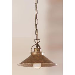 2203.1 SOSPENSIONE SINGOLA CON PIATTO DEL DIAMETRO DI CM 25 IN METALLO FINITURA RUGGINE MADE IN ITALY CRISTALENSI CERAMICA - Cri