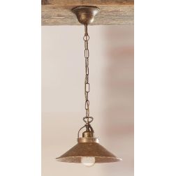 2203.1 SOSPENSIONE SINGOLA CON PIATTO DEL DIAMETRO DI CM 25 IN METALLO FINITURA RUGGINE MADE IN ITALY CRISTALENSI CERAMICA - Cri 2