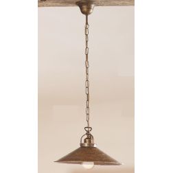 2203.2 SOSPENSIONE SINGOLA CON PIATTO DEL DIAMETRO DI CM 35 IN METALLO FINITURA RUGGINE MADE IN ITALY CRISTALENSI CERAMICA - Cri 2