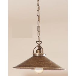 2203.2 SOSPENSIONE SINGOLA CON PIATTO DEL DIAMETRO DI CM 35 IN METALLO FINITURA RUGGINE MADE IN ITALY CRISTALENSI CERAMICA - Cri