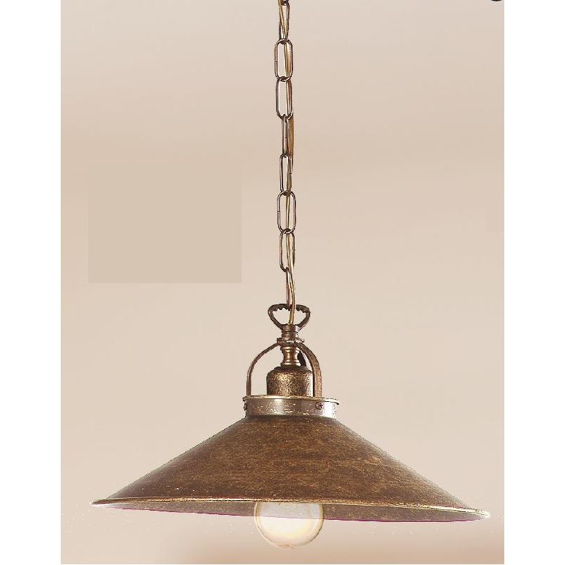 2203.2 SOSPENSIONE SINGOLA CON PIATTO DEL DIAMETRO DI CM 35 IN METALLO FINITURA RUGGINE MADE IN ITALY CRISTALENSI CERAMICA - Cri