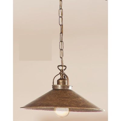 2203.2 SOSPENSIONE SINGOLA CON PIATTO DEL DIAMETRO DI CM 35 IN METALLO FINITURA RUGGINE MADE IN ITALY CRISTALENSI CERAMICA - Cri