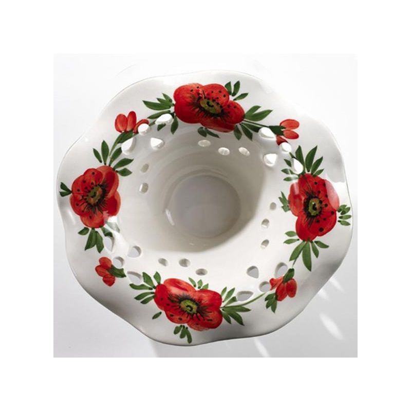 2214.A APPLIQUE IN METALLO FINITURA RUGGINE CON DIFFUSORE IN TERRACOTTA DECORATA CON TULIPANI ROSSI MADE IN ITALY CRISTALENSI CE