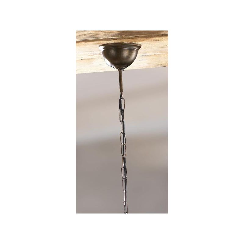 2214.2 LAMPADARIO A 2 LUCI IN METALLO RUGGINE CON DIFFUSORI IN TERRACOTTA DECORATA CON TULIPANI ROSSI MADE IN ITALY CRISTALENSI