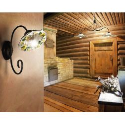 2213.A APPLIQUE IN METALLO RUGGINE CON DIFFUSORE IN TERRACOTTA DECORATA CON GIRASOLI MADE IN ITALY CRISTALENSI CERAMICA - Crista 2