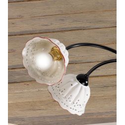 2216.A APPLIQUE RUSTICA IN METALLO NERO CON DIFFUSORE IN TERRACOTTA BIANCA TRAFORATA BORDO DECORATO MADE IN ITALY CRISTALENSI CE 2