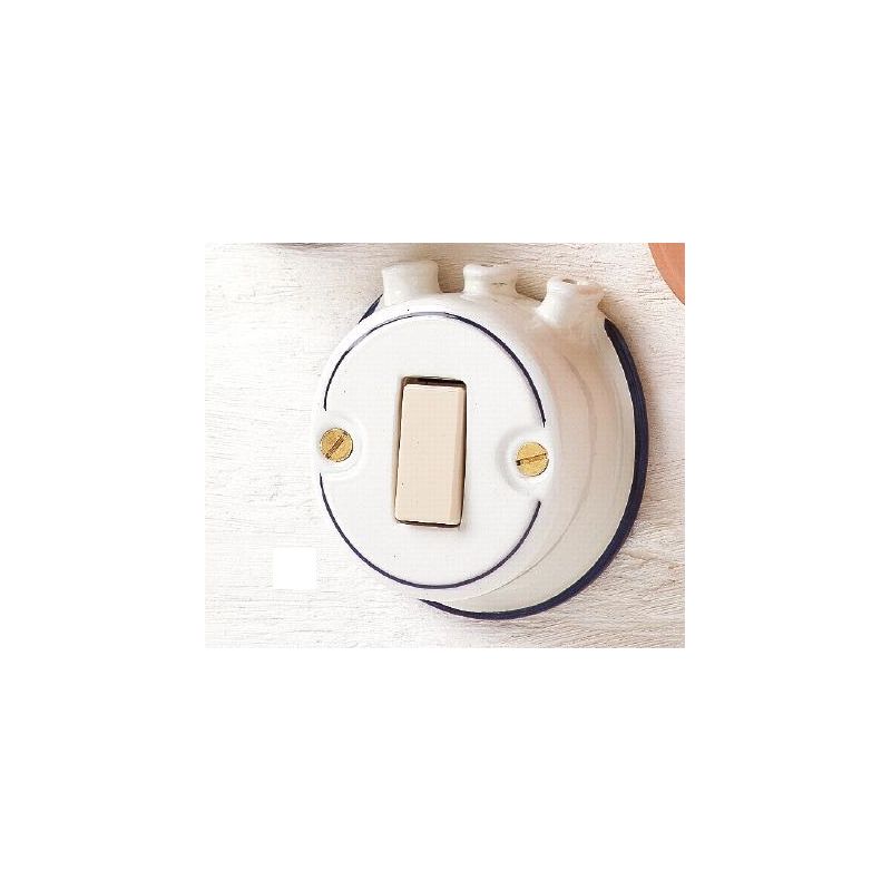 26 INTERRUTTORE A PULSANTE CON PIPE IN CERAMICA BIANCA CON DECORAZIONI IN 7 VARIANTI COLORE MADE IN ITALY CRISTALENSI CERAMICA -