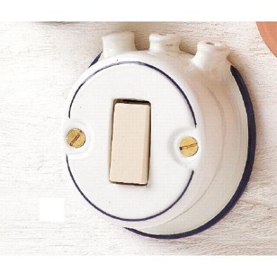 26 INTERRUTTORE A PULSANTE CON PIPE IN CERAMICA BIANCA CON DECORAZIONI IN 7 VARIANTI COLORE MADE IN ITALY CRISTALENSI CERAMICA -