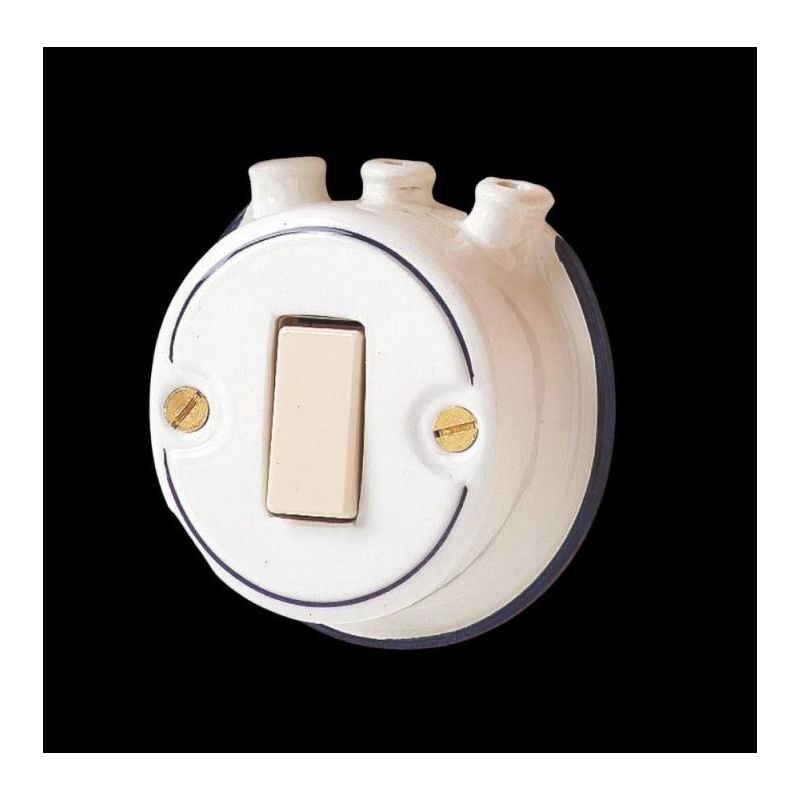 26 INTERRUTTORE A PULSANTE CON PIPE IN CERAMICA BIANCA CON DECORAZIONI IN 7 VARIANTI COLORE MADE IN ITALY CRISTALENSI CERAMICA -