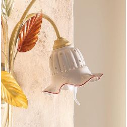 2205 A3 APPLIQUE 3 LUCI AVORIO CON DIFFUSORI IN CERAMICA TRAFORATA STILE RUSTICO MADE IN ITALY CRISTALENSI CERAMICA - Cristalens 2