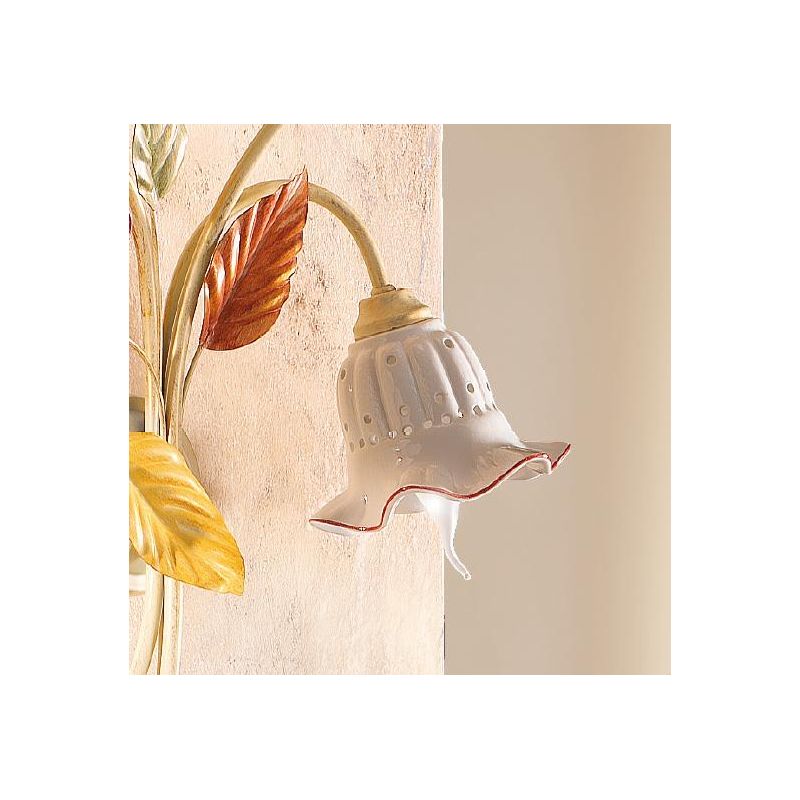 2205 A3 APPLIQUE 3 LUCI AVORIO CON DIFFUSORI IN CERAMICA TRAFORATA STILE RUSTICO MADE IN ITALY CRISTALENSI CERAMICA - Cristalens