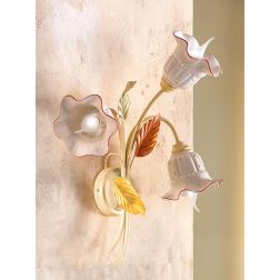 2205 A3 APPLIQUE 3 LUCI AVORIO CON DIFFUSORI IN CERAMICA TRAFORATA STILE RUSTICO MADE IN ITALY CRISTALENSI CERAMICA - Cristalens