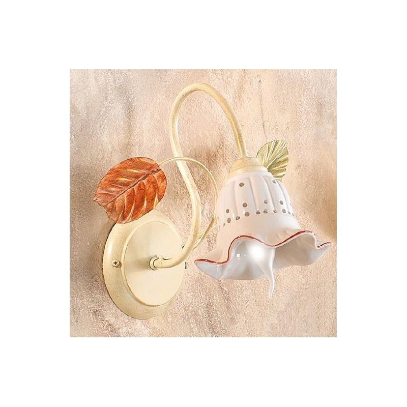 2205 A APPLIQUE AVORIO CON DIFFUSORE IN CERAMICA TRAFORATA STILE RUSTICO MADE IN ITALY CRISTALENSI CERAMICA - Cristalensi Shop O