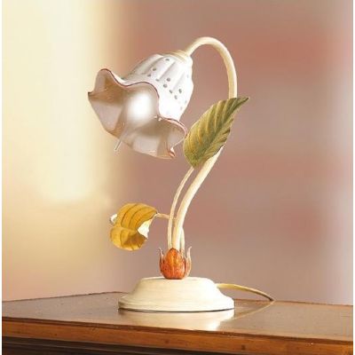 2205 L LAMPADA DA TAVOLO AVORIO CON DIFFUSORE IN CERAMICA TRAFORATA STILE RUSTICO MADE IN ITALY CRISTALENSI CERAMICA - Cristalen