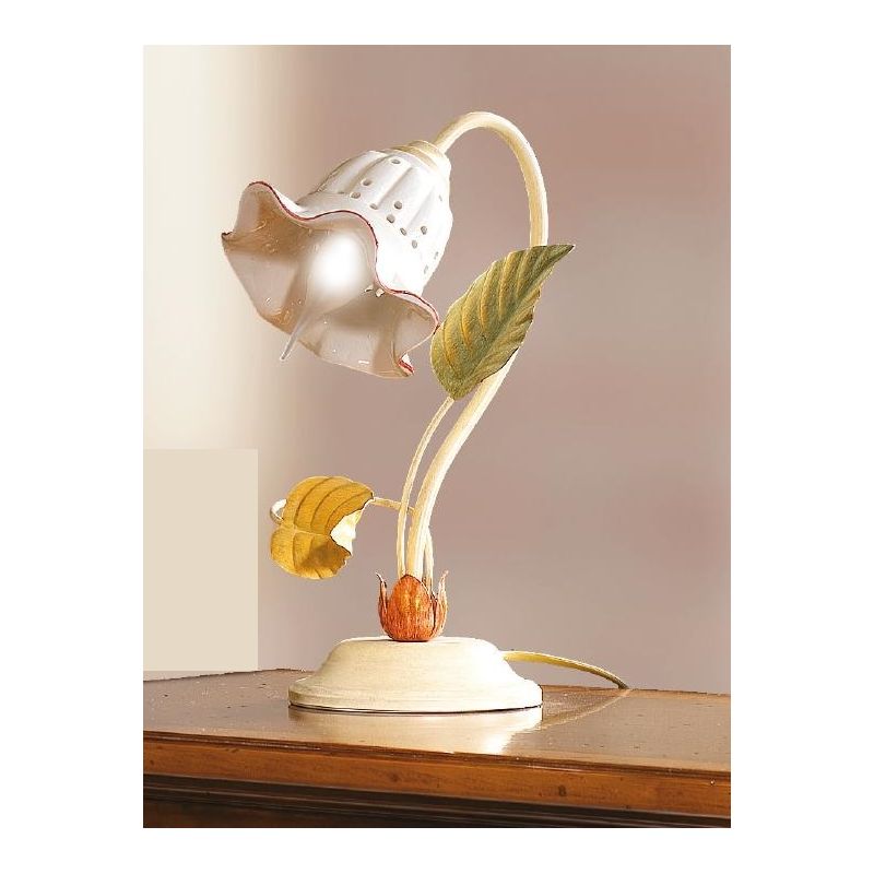 2205 L LAMPADA DA TAVOLO AVORIO CON DIFFUSORE IN CERAMICA TRAFORATA STILE RUSTICO MADE IN ITALY CRISTALENSI CERAMICA - Cristalen