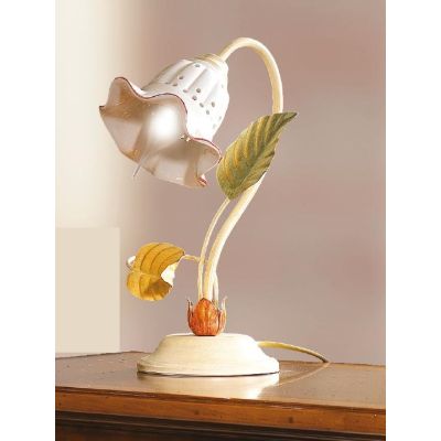 2205 L LAMPADA DA TAVOLO AVORIO CON DIFFUSORE IN CERAMICA TRAFORATA STILE RUSTICO MADE IN ITALY CRISTALENSI CERAMICA - Cristalen