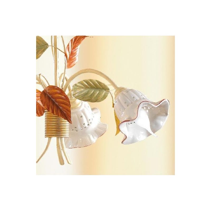 2205.3 LAMPADARIO A 3 LUCI AVORIO CON DIFFUSORI IN CERAMICA TRAFORATA STILE RUSTICO MADE IN ITALY CRISTALENSI CERAMICA - Cristal