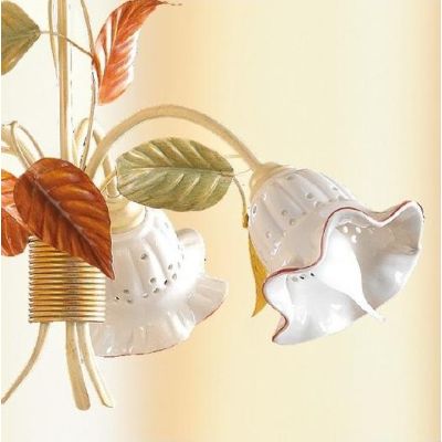 2205.3 LAMPADARIO A 3 LUCI AVORIO CON DIFFUSORI IN CERAMICA TRAFORATA STILE RUSTICO MADE IN ITALY CRISTALENSI CERAMICA - Cristal