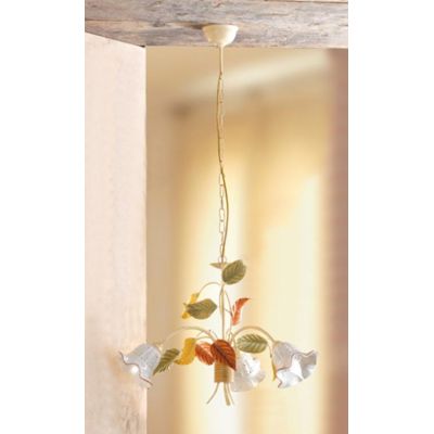 2205.3 LAMPADARIO A 3 LUCI AVORIO CON DIFFUSORI IN CERAMICA TRAFORATA STILE RUSTICO MADE IN ITALY CRISTALENSI CERAMICA - Cristal