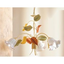 2205.3 LAMPADARIO A 3 LUCI AVORIO CON DIFFUSORI IN CERAMICA TRAFORATA STILE RUSTICO MADE IN ITALY CRISTALENSI CERAMICA - Cristal