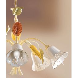 2206.5 LAMPADARIO A 5 LUCI AVORIO CON PARALUMI IN CERAMICA TRAFORATA STILE RUSTICO MADE IN ITALY CRISTALENSI CERAMICA - Cristale 2