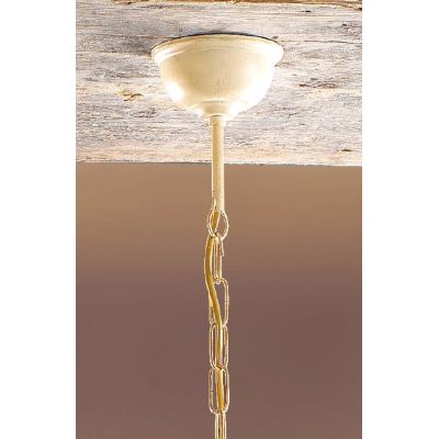 2206.3 LAMPADARIO A 3 LUCI AVORIO CON PARALUMI IN CERAMICA TRAFORATA STILE RUSTICO MADE IN ITALY CRISTALENSI CERAMICA - Cristale