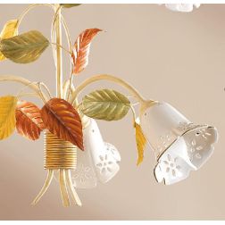 2206.3 LAMPADARIO A 3 LUCI AVORIO CON PARALUMI IN CERAMICA TRAFORATA STILE RUSTICO MADE IN ITALY CRISTALENSI CERAMICA - Cristale 2