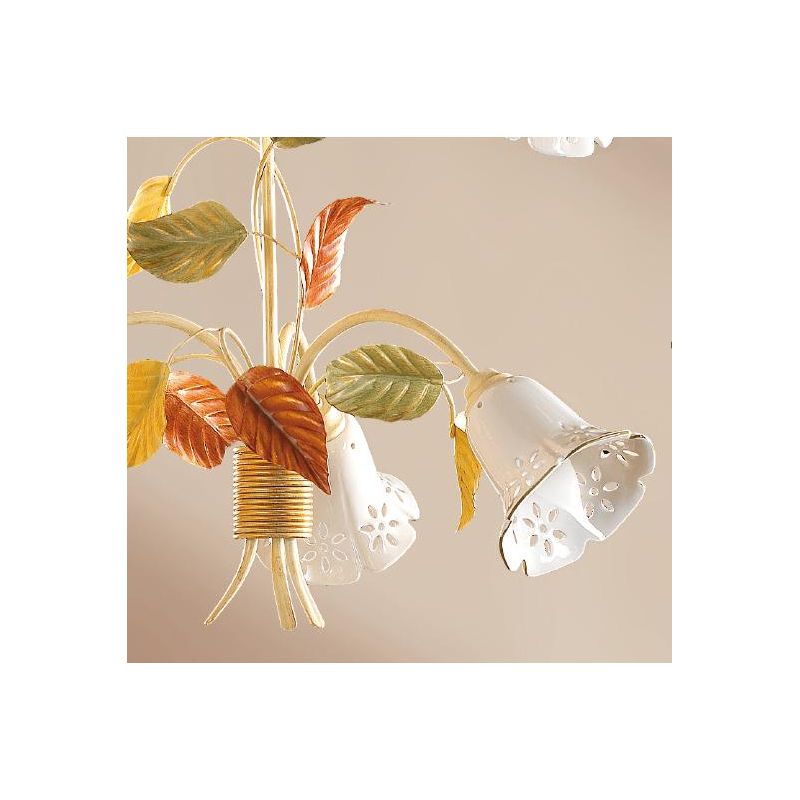 2206.3 LAMPADARIO A 3 LUCI AVORIO CON PARALUMI IN CERAMICA TRAFORATA STILE RUSTICO MADE IN ITALY CRISTALENSI CERAMICA - Cristale