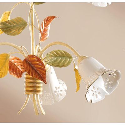 2206.3 LAMPADARIO A 3 LUCI AVORIO CON PARALUMI IN CERAMICA TRAFORATA STILE RUSTICO MADE IN ITALY CRISTALENSI CERAMICA - Cristale