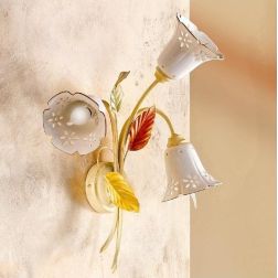 2206.A3 APPLIQUE A 3 LUCI AVORIO CON PARALUMI IN CERAMICA TRAFORATA STILE RUSTICO MADE IN ITALY CRISTALENSI CERAMICA - Cristalen 2