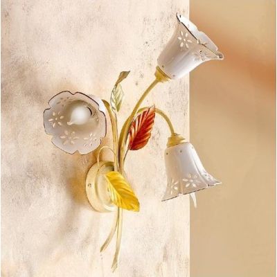 2206.A3 APPLIQUE A 3 LUCI AVORIO CON PARALUMI IN CERAMICA TRAFORATA STILE RUSTICO MADE IN ITALY CRISTALENSI CERAMICA - Cristalen