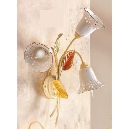 2206.A3 APPLIQUE A 3 LUCI AVORIO CON PARALUMI IN CERAMICA TRAFORATA STILE RUSTICO MADE IN ITALY CRISTALENSI CERAMICA - Cristalen