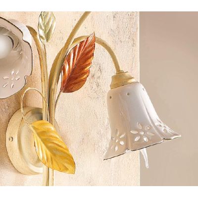 2206.A3 APPLIQUE A 3 LUCI AVORIO CON PARALUMI IN CERAMICA TRAFORATA STILE RUSTICO MADE IN ITALY CRISTALENSI CERAMICA - Cristalen