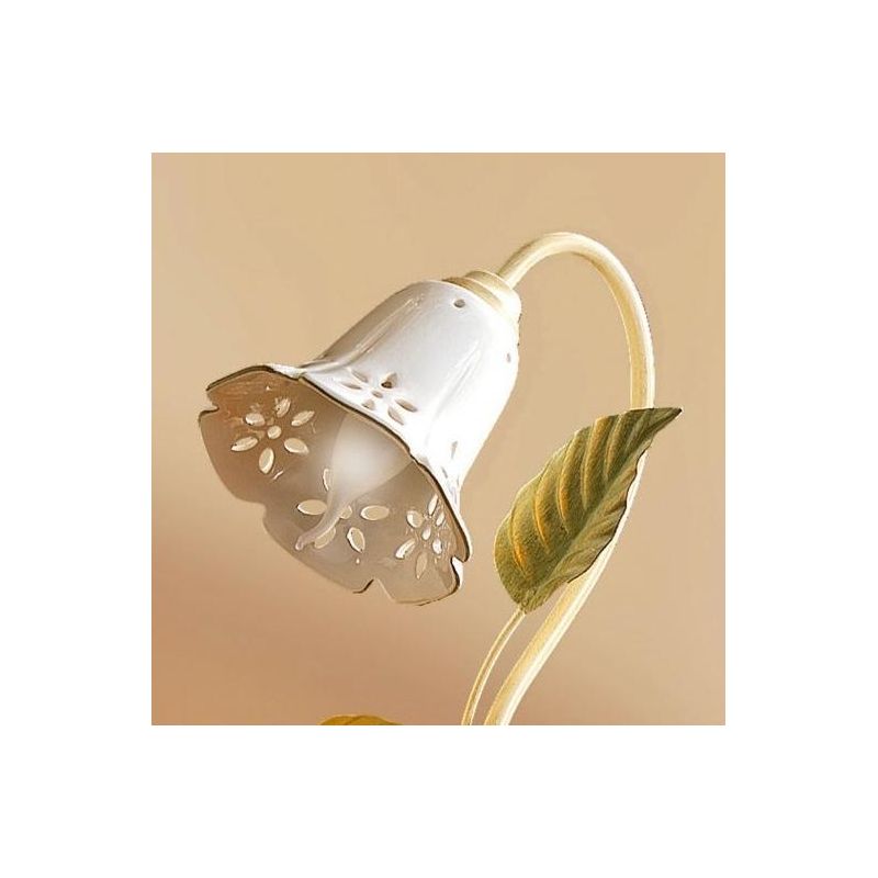 2206.L LAMPADA DA TAVOLO AVORIO CON PARALUME IN CERAMICA TRAFORATA STILE RUSTICO MADE IN ITALY CRISTALENSI CERAMICA - Cristalens