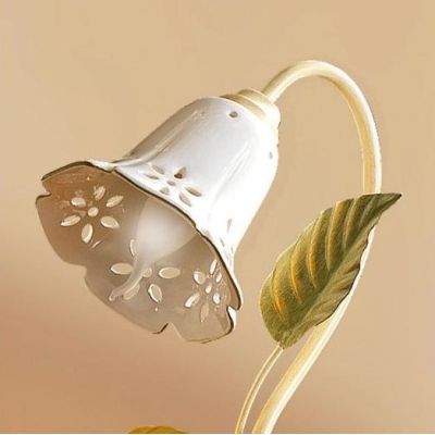 2206.L LAMPADA DA TAVOLO AVORIO CON PARALUME IN CERAMICA TRAFORATA STILE RUSTICO MADE IN ITALY CRISTALENSI CERAMICA - Cristalens
