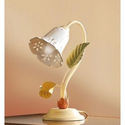 2206.L LAMPADA DA TAVOLO AVORIO CON PARALUME IN CERAMICA TRAFORATA STILE RUSTICO MADE IN ITALY CRISTALENSI CERAMICA - Cristalens