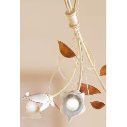 2209.3 LAMPADARIO 3 LUCI AVORIO CON PARALUMI IN CERAMICA BIANCA RIGATA E TRAFORATA MADE IN ITALY CRISTALENSI CERAMICA - Cristale 2