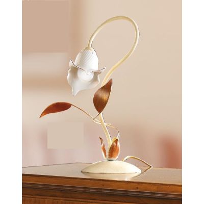 2209.L LAMPADA DA TAVOLO AVORIO CON PARALUME IN CERAMICA BIANCA RIGATA E TRAFORATA MADE IN ITALY CRISTALENSI CERAMICA - Cristale