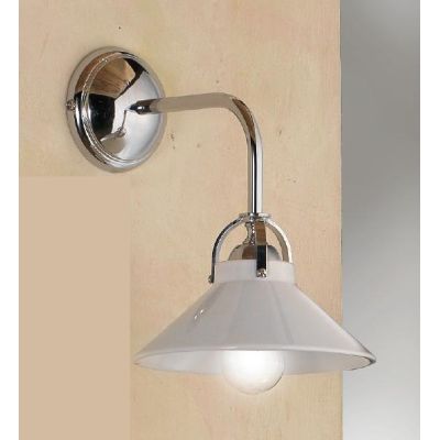 2221.A APPLIQUE MODERNA IN METALLO FINITURA CROMO CON PIATTO IN CERAMICA BIANCA LUCIDA MADE IN ITALY CRISTALENSI CERAMICA - Cris