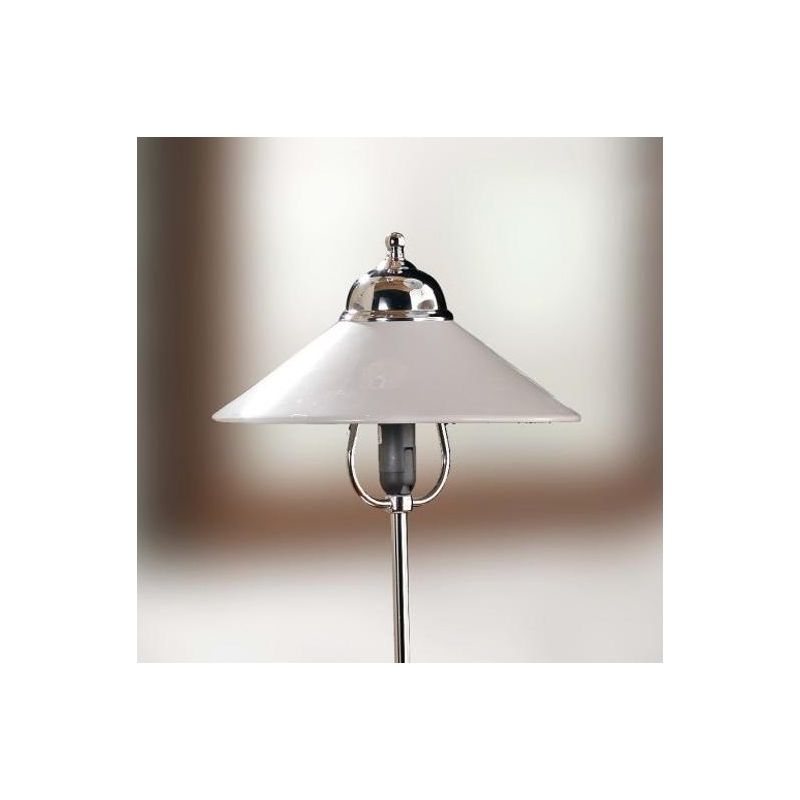 2221.L LAMPADA DA TAVOLO MODERNA IN METALLO FINITURA CROMO CON PIATTO IN CERAMICA BIANCA LUCIDA MADE IN ITALY CRISTALENSI CERAMI