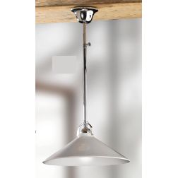 2221.1 SOSPENSIONE MODERNA IN METALLO FINITURA CROMO CON PIATTO IN CERAMICA BIANCA LUCIDA MADE IN ITALY CRISTALENSI CERAMICA - C 2