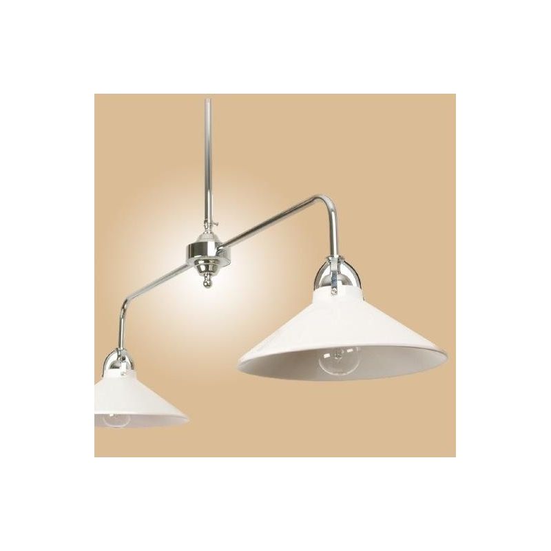 2221.2 BILANCIERE MODERNO 2 LUCI IN METALLO FINITURA CROMO CON PIATTI IN CERAMICA BIANCA LUCIDA MADE IN ITALY CRISTALENSI CERAMI