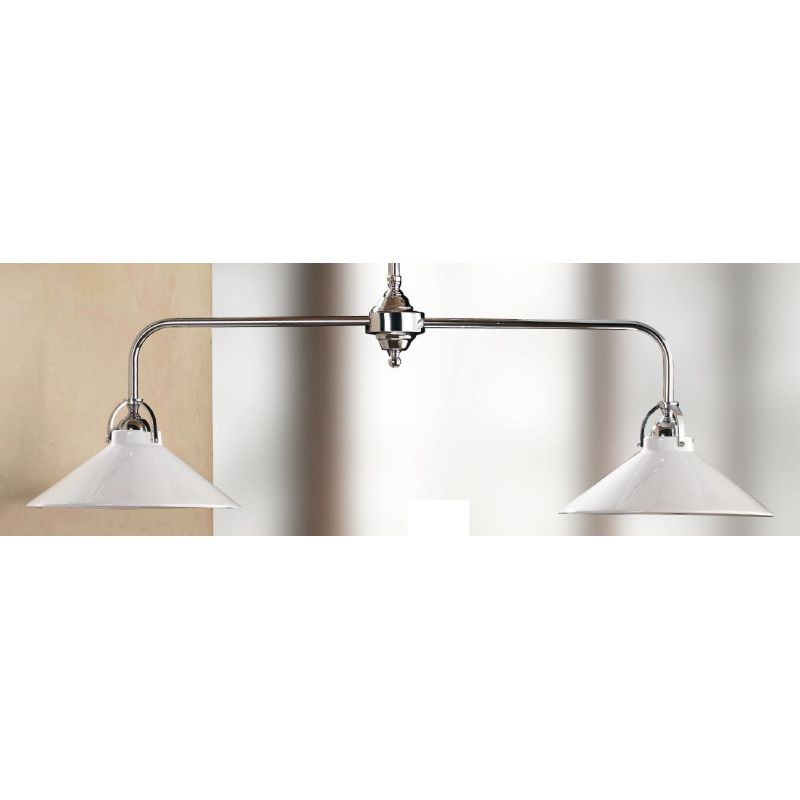 2221.2 BILANCIERE MODERNO 2 LUCI IN METALLO FINITURA CROMO CON PIATTI IN CERAMICA BIANCA LUCIDA MADE IN ITALY CRISTALENSI CERAMI