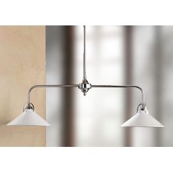 2221.2 BILANCIERE MODERNO 2 LUCI IN METALLO FINITURA CROMO CON PIATTI IN CERAMICA BIANCA LUCIDA MADE IN ITALY CRISTALENSI CERAMI