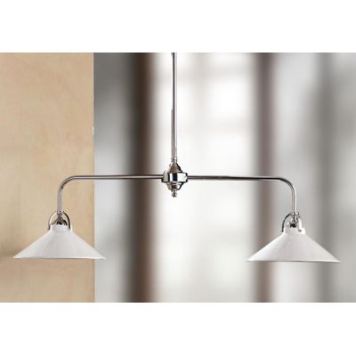 2221.2 BILANCIERE MODERNO 2 LUCI IN METALLO FINITURA CROMO CON PIATTI IN CERAMICA BIANCA LUCIDA MADE IN ITALY CRISTALENSI CERAMI