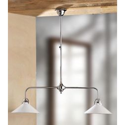 2221.2 BILANCIERE MODERNO 2 LUCI IN METALLO FINITURA CROMO CON PIATTI IN CERAMICA BIANCA LUCIDA MADE IN ITALY CRISTALENSI CERAMI 2