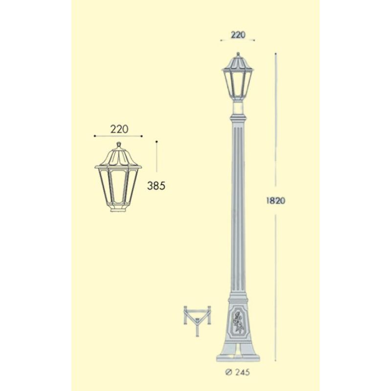 ARTU-ANNA LAMPIONE IN RESINA NERA CON LANTERNA ALTEZZA 182 CM IP55 ECONOMICO FUMAGALLI MADE IN ITALY DARK LIGHT - Cristalensi Sh