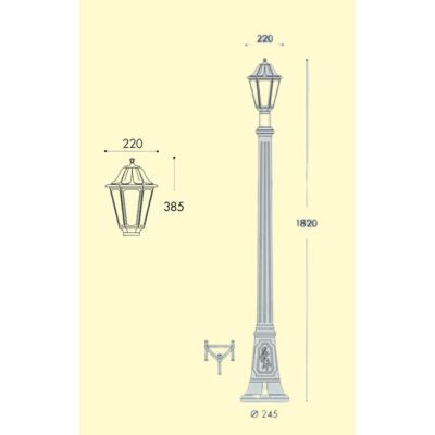 ARTU-ANNA LAMPIONE IN RESINA NERA CON LANTERNA ALTEZZA 182 CM IP55 ECONOMICO FUMAGALLI MADE IN ITALY DARK LIGHT - Cristalensi Sh